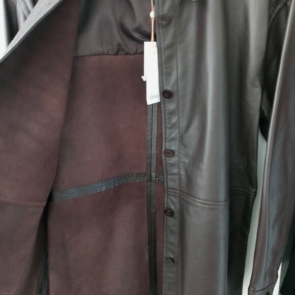 NWT Quince 100% Leather Shirt Jacket. Small. Brown. $180. Perfect condition. - Picture 6 of 16